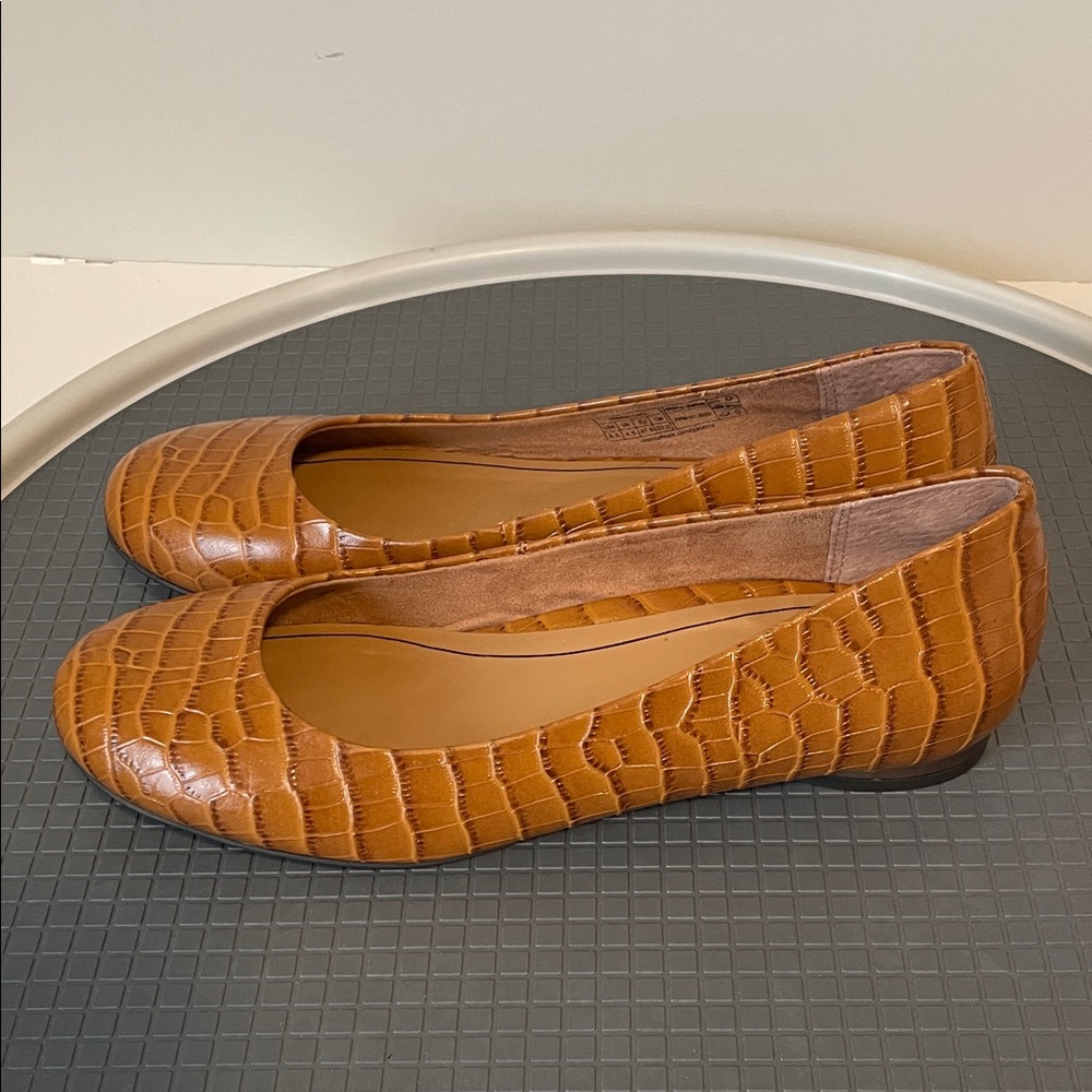 Vionic Tan Croc-Patterned Flats - image 4